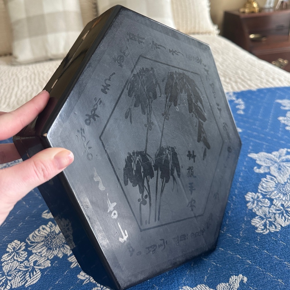 Vintage Hexagonal Black Decorative Box